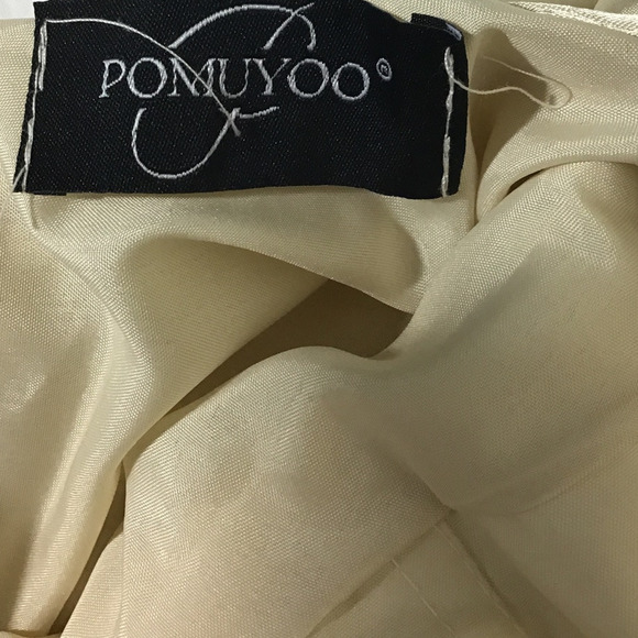 FORMAL SZ 4 S Champagne Satin Lace up Backless Party Maxi Dress NEW B148 - Picture 6 of 7